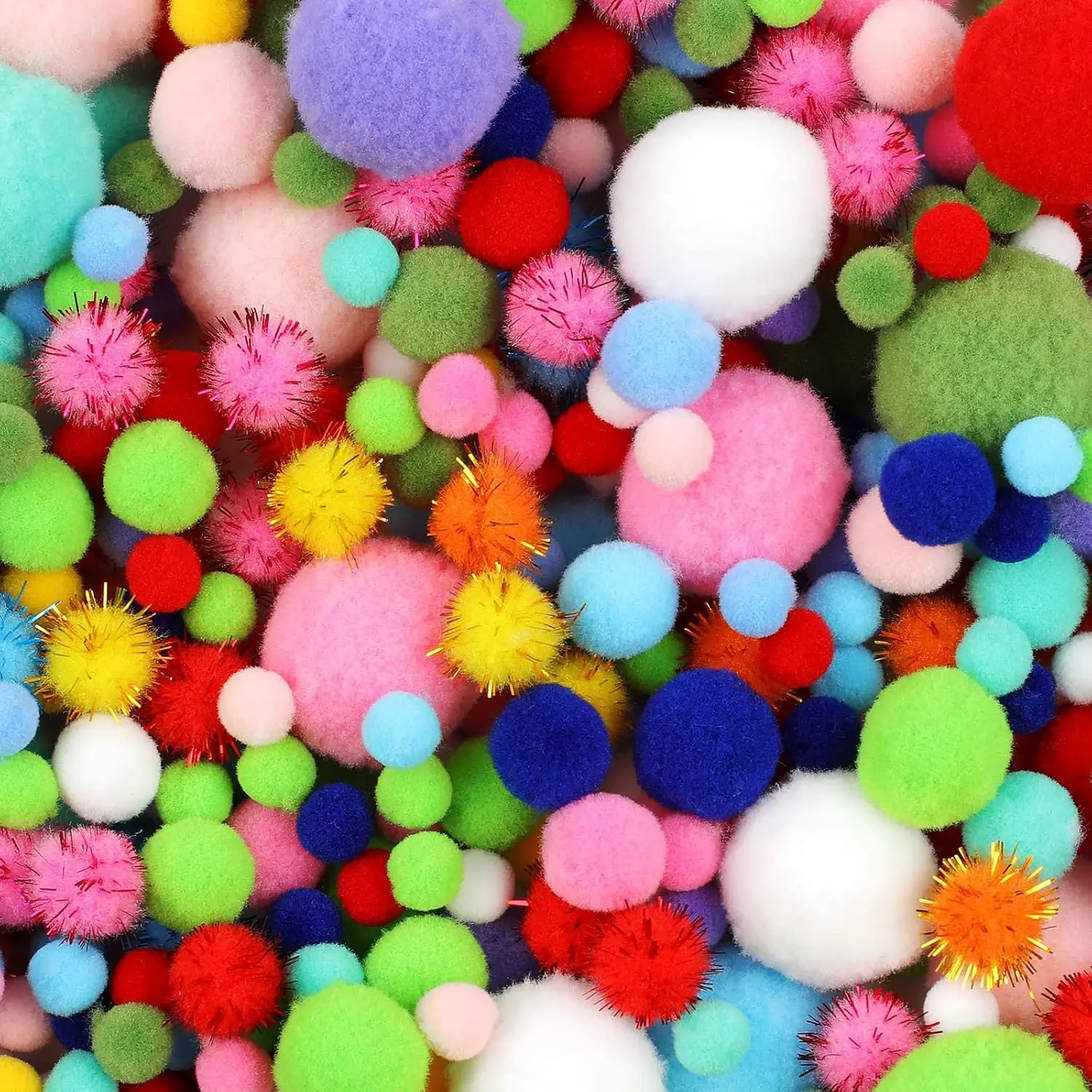 Multicolor Bulk Pom Poms Arts and Crafts, Soft and Fluffy Craft Pom Poms, Assorted Sizes Pompoms, for Arts and Craft Making Deco