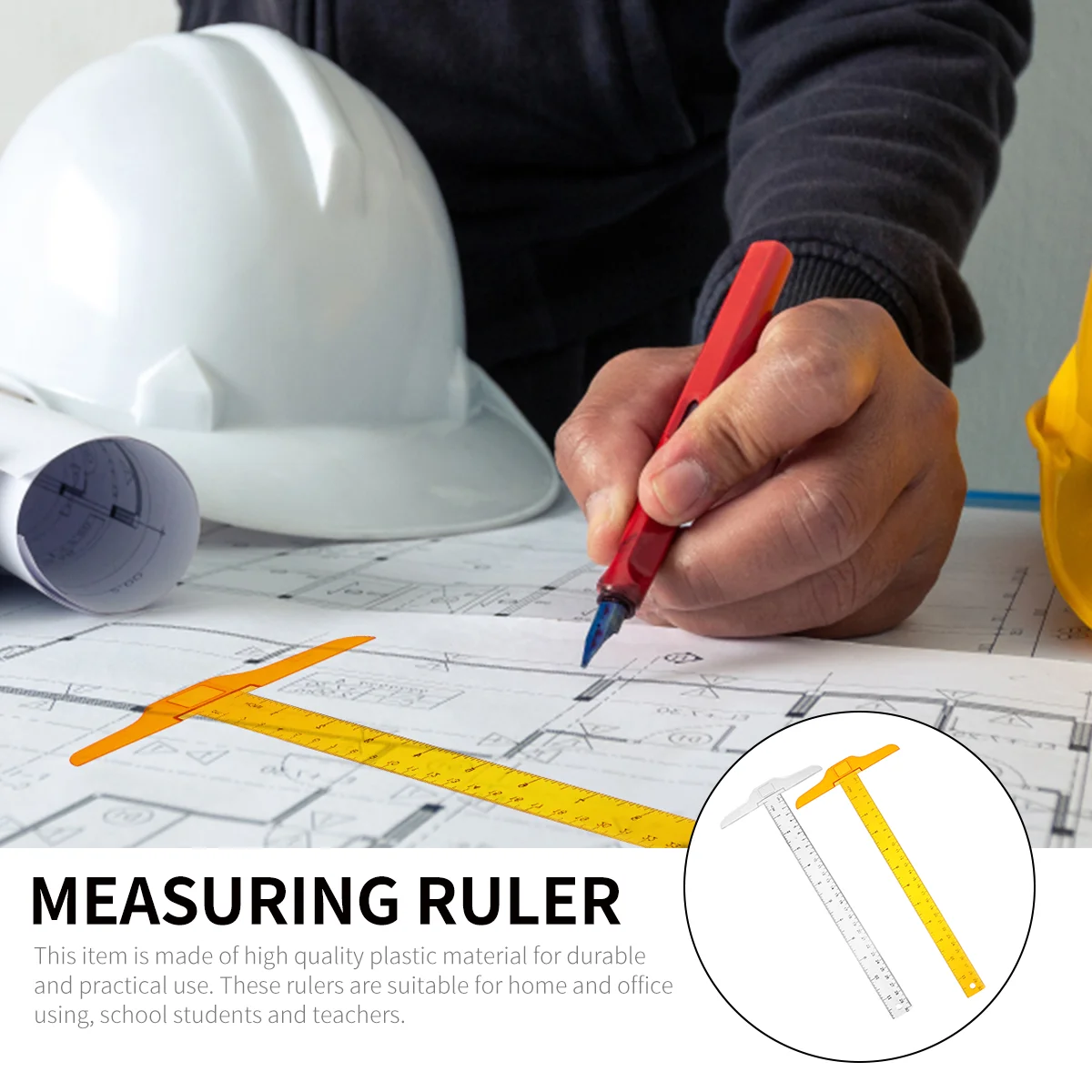 Imagem -02 - Régua de Medição Reta para Arquiteto Engenheiro Ferramenta de Escala Estudante Elaboração Forma t t- Square Réguas Transparente Pcs