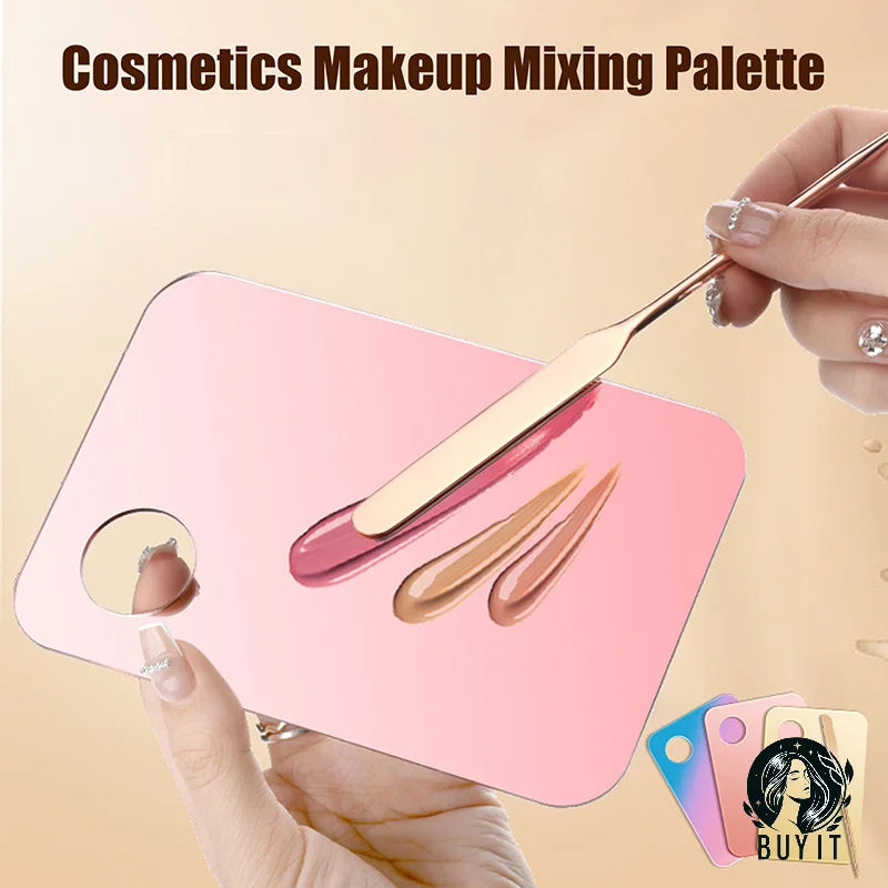 

Colored Acrylic Makeup Mixing Palette With Spatula Manicure Gel Toning Concealer Lipstick Mix Drawing Board Cosmetic Tools