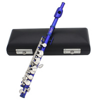 C Key Piccolo Half-Size Flute Professional Cupronickel Blue Silver Key Piccolo With Padded Case Cleaning Cloth Stick Screwdriver