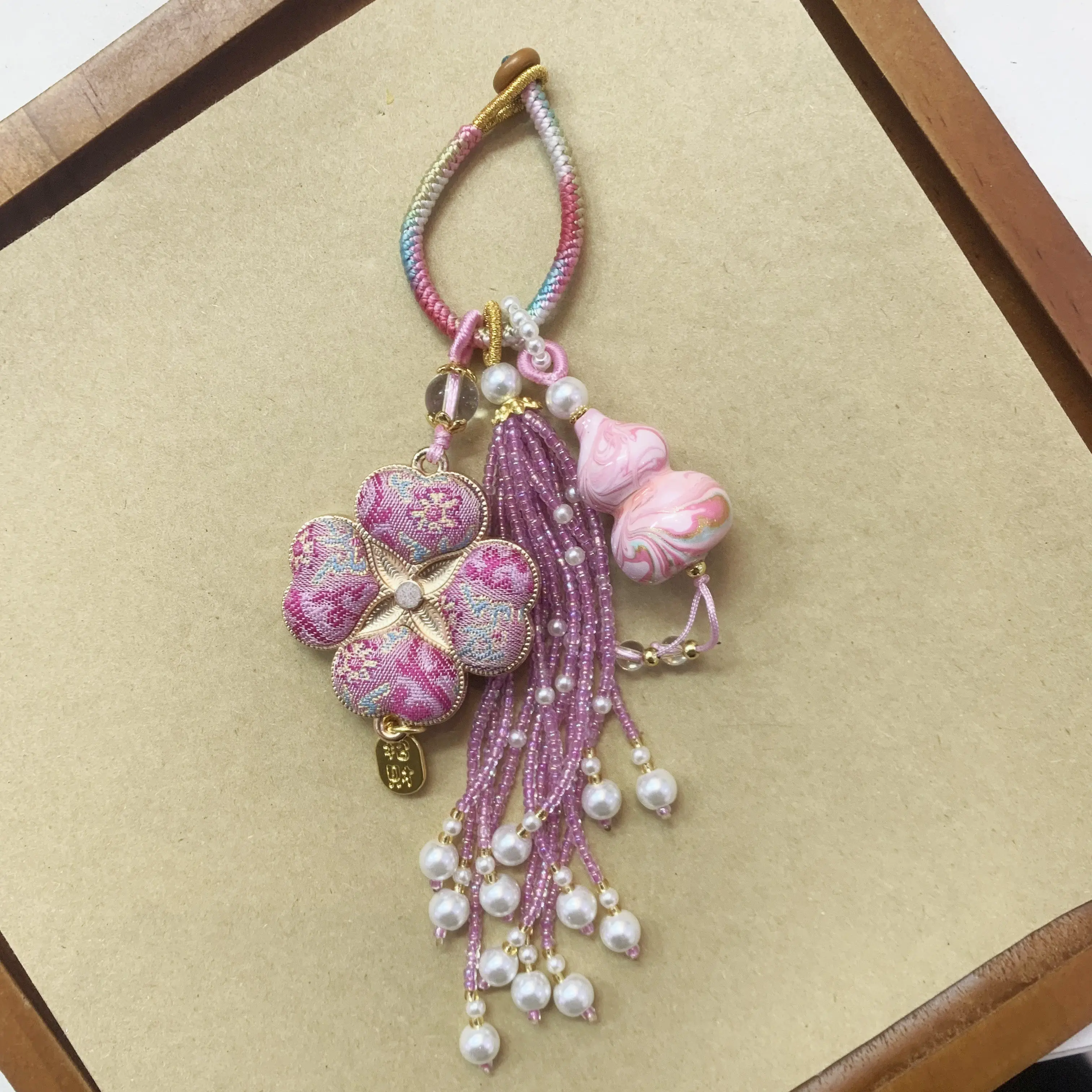 Intangible Cultural Heritage Song Jin Double-sided Lacquer Gourd Tassel Pendant Bag Pendant Guofeng Cheongsam Press Placket