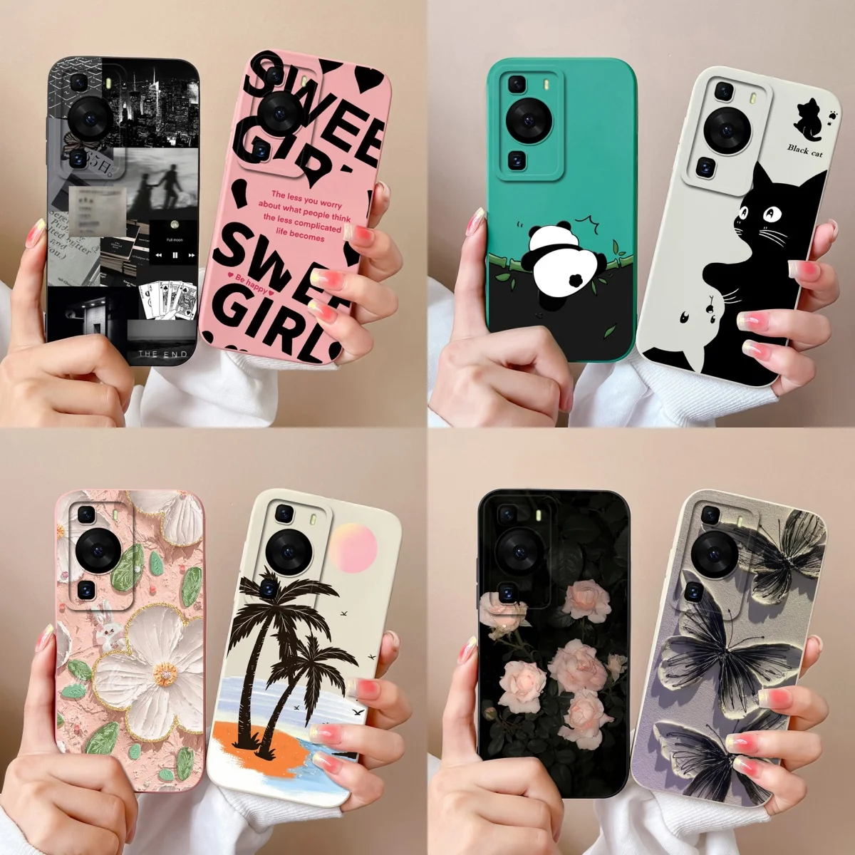 For Huawei P60 Pro Art Phone Case Cute Design Soft Liquid Silicone Back Cover For HuaweiP60 P 60 Anti Drop Durable Bumper Funda