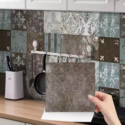 Self-Adhesive Wall Stickers 24Pcs Set, Waterproof PVC Tile Decals for Kitchen Bathroom, Easy Peel &amp; Stick Home Decor