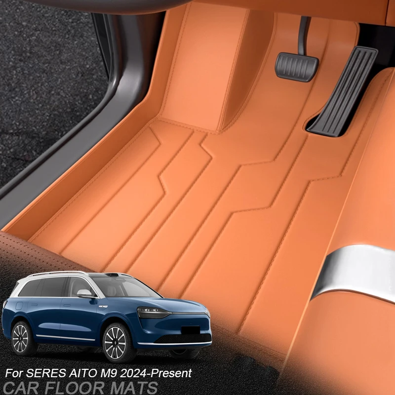

Изготовленный на заказ кожаный автомобильный коврик для защиты ног из наппа для SERES AITO M9 2024-настоящее время, авто противоскользящий роскошный водонепроницаемый коврик для пола, аксессуар