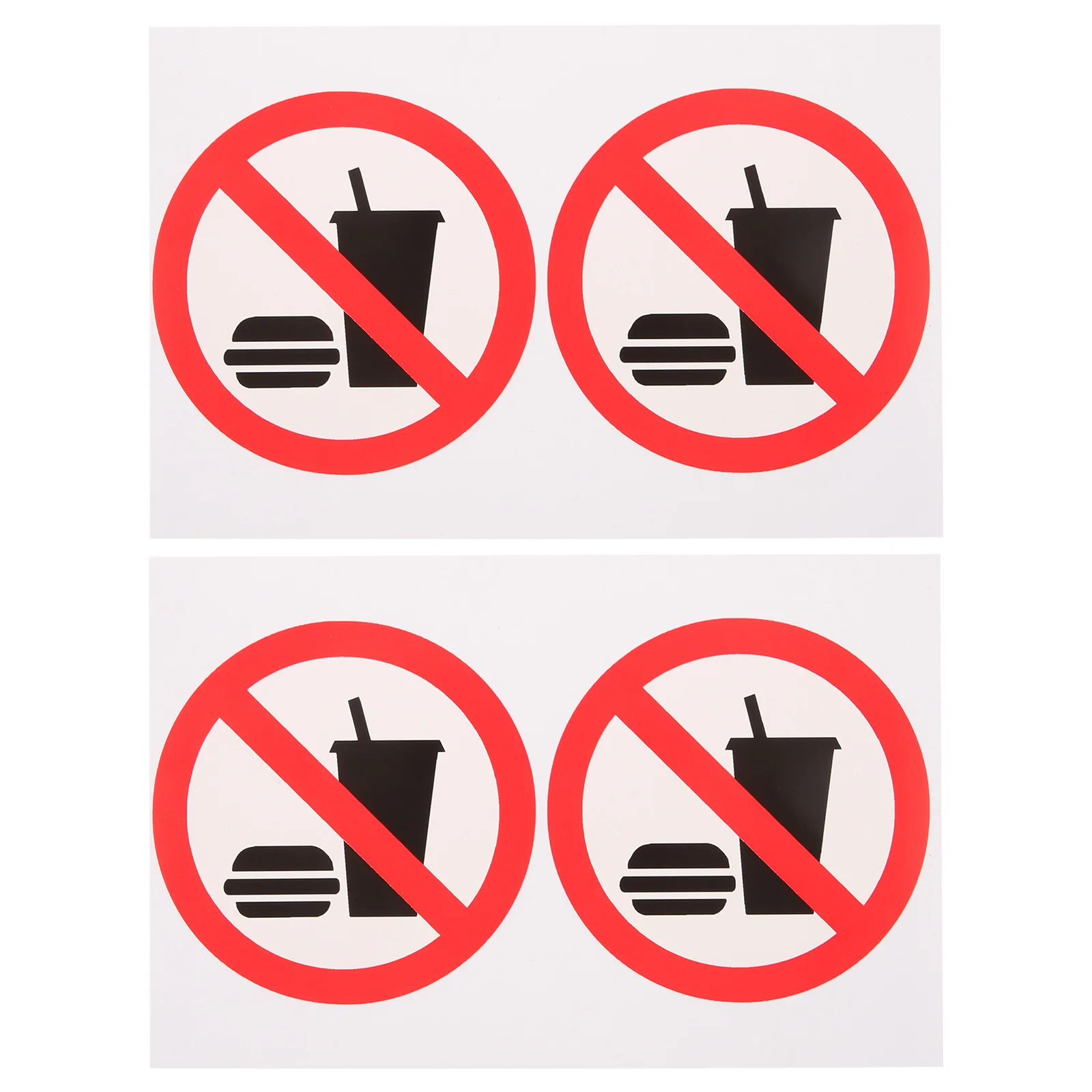 

4 Pcs No Eating or Drinking Stickers for Business Warning Signs Self Adhesive Door Wall Food Permitted Drinks Applique