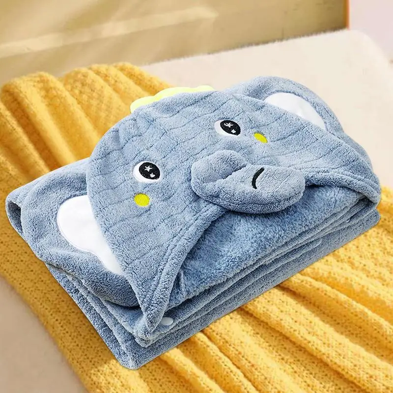 Child Hooded Bath Towels Quick Dry Swim Towel With Elephant Hood 59 X 35.4 Inch Soft And Absorbent Shower Towel For Boys And