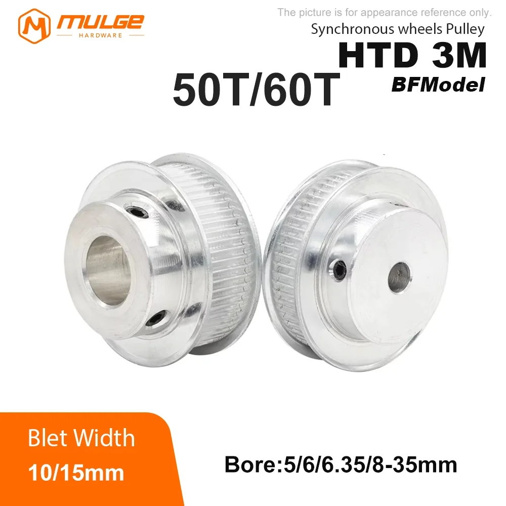 HTD 3M 50T 60Teeth Timing Pulley BF Type 3M Synchronous Wheel  Bore 5-35mm Belt Width 10/15mm 3D printed parts