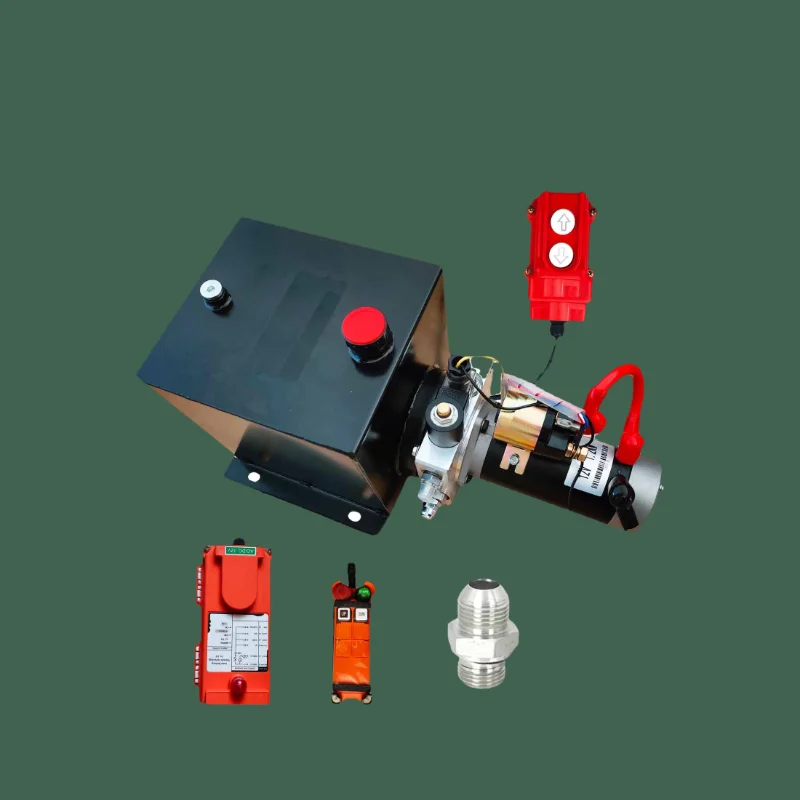 

0.8 kW hydraulic power unit, equipped with a 6-liter tank. It is suitable for dump trucks, flatbed trucks, lifting platforms, et