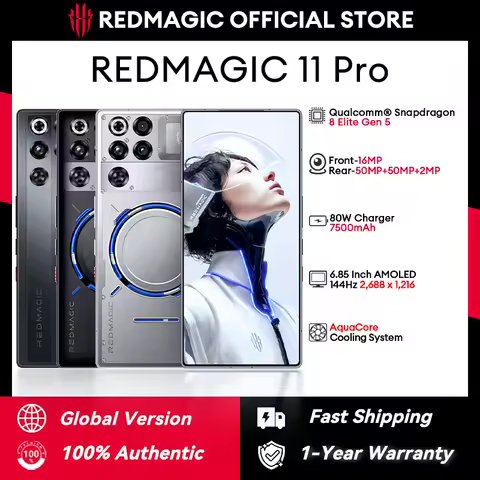 Global Version Redmagic 11 Pro NX809J Snapdragon 8 Elite Gen 5 6.85" 144Hz 2688x1216 AMOLED 50MP*2+2MP+16MP 7500Ah 80W NFC