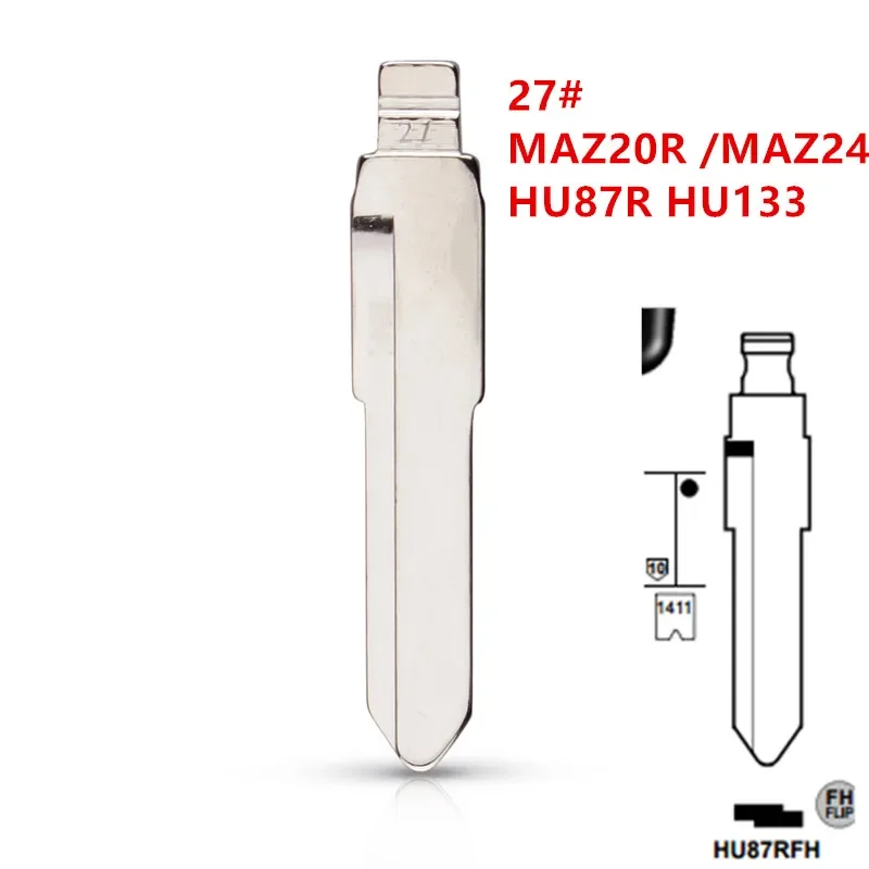 10pcs Uncut 플립 금속 키 블레이드 27 #   MAZ20R MAZ24 HU87R HU133 for mazda suzuki for KD keydiy xhorse VVDI 리모컨 유니버설 No.27