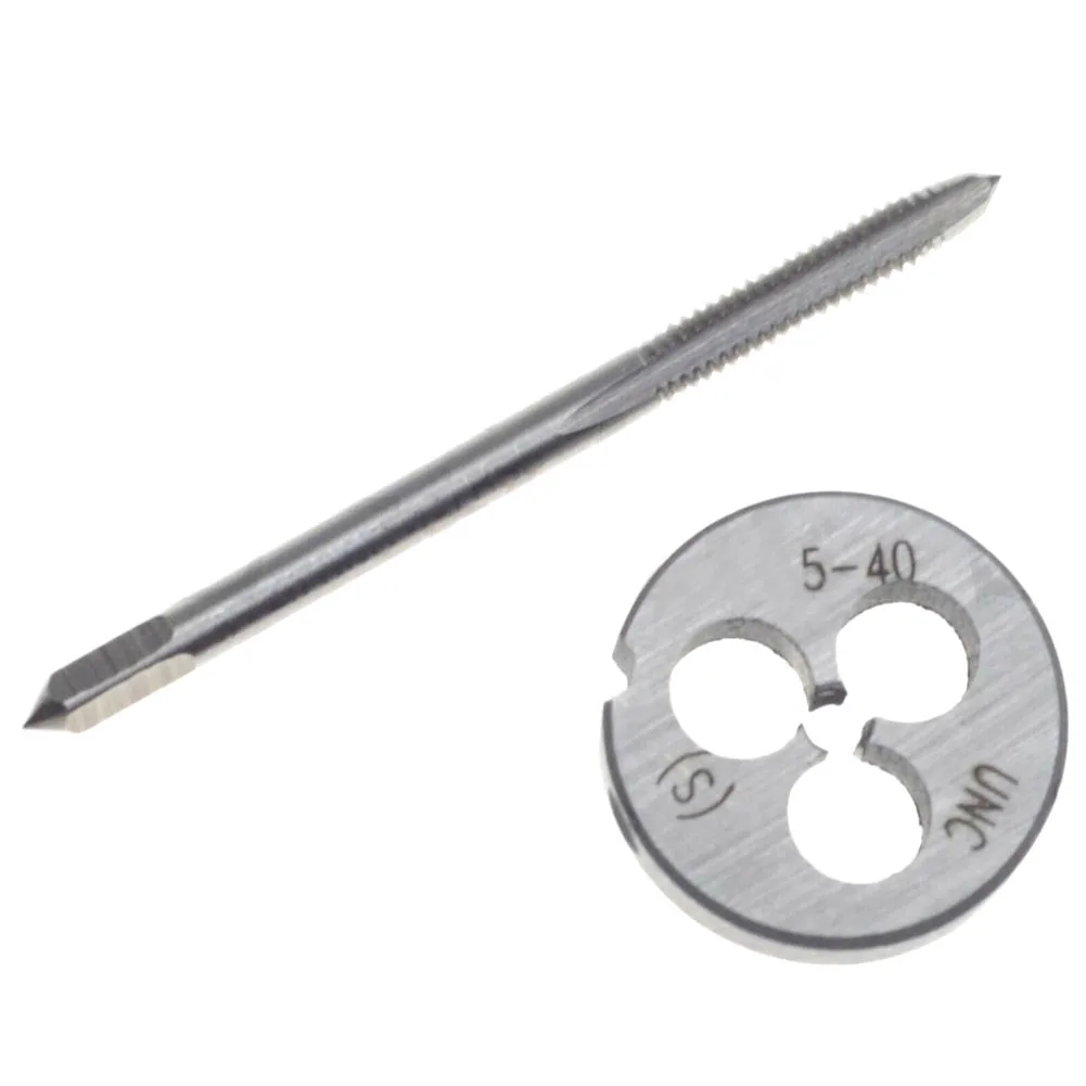 HSS 5-40 UNC Right Hand Thread Tap and Die Set for Carbon Steel Alloy Steel Cast Iron Hole Processing Cutting Tools