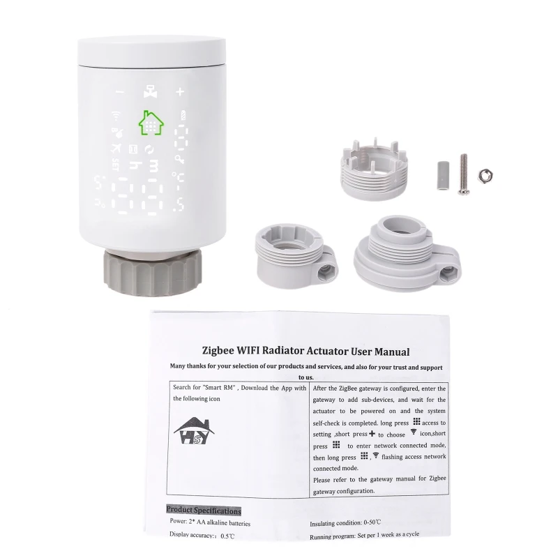 

HY368 Wifi Zigbee3.0 TRV Thermostat - Valve Thermostatic Radiator Controller Heater Google-Home Alexa Voice & APP Remote Control