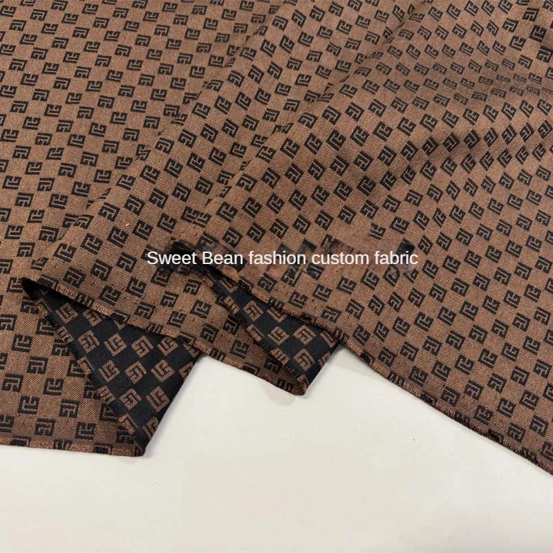 Woven Jacquard Clothing Fabric for Diy Sewing Dress Jacket Fashion Clothing Coffee Color Brocade Creative Design Cloth