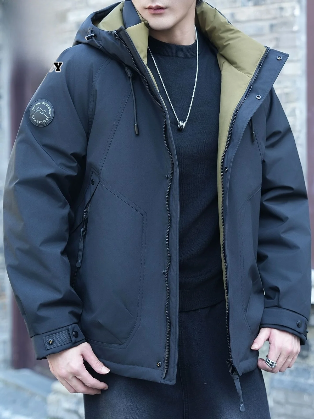 

Мужская зимняя пуховая куртка с капюшоном, 90% пухового наполнителя, теплая, повседневная, модная, из полиэфирного волокна, молодежная, популярная