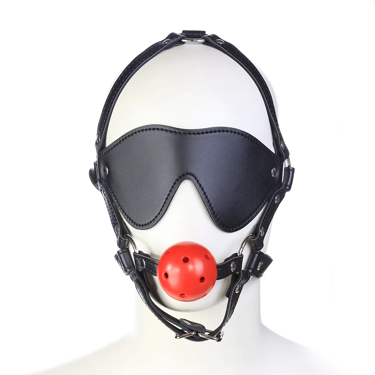 Couple Mouth Gag Eye Patch BDSM Bondage Gear Adult SM Slave Erotic Games Role Play Harness 18+ Fetish Toy Mouth Ball Eye Blinder view 2