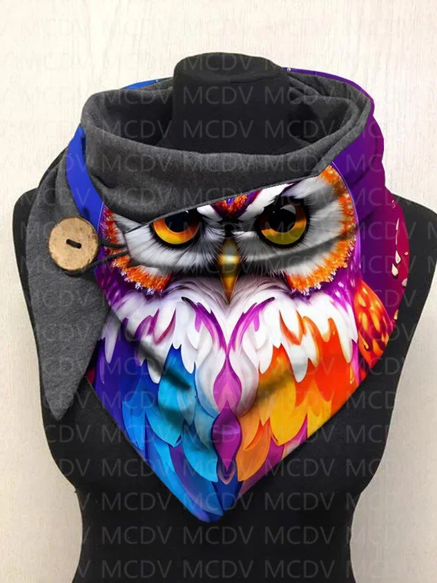 

MCDV Owl 3D Printed Warm Fleece Casual Scarf And Shawl for Women Warm and comfortable Scarf