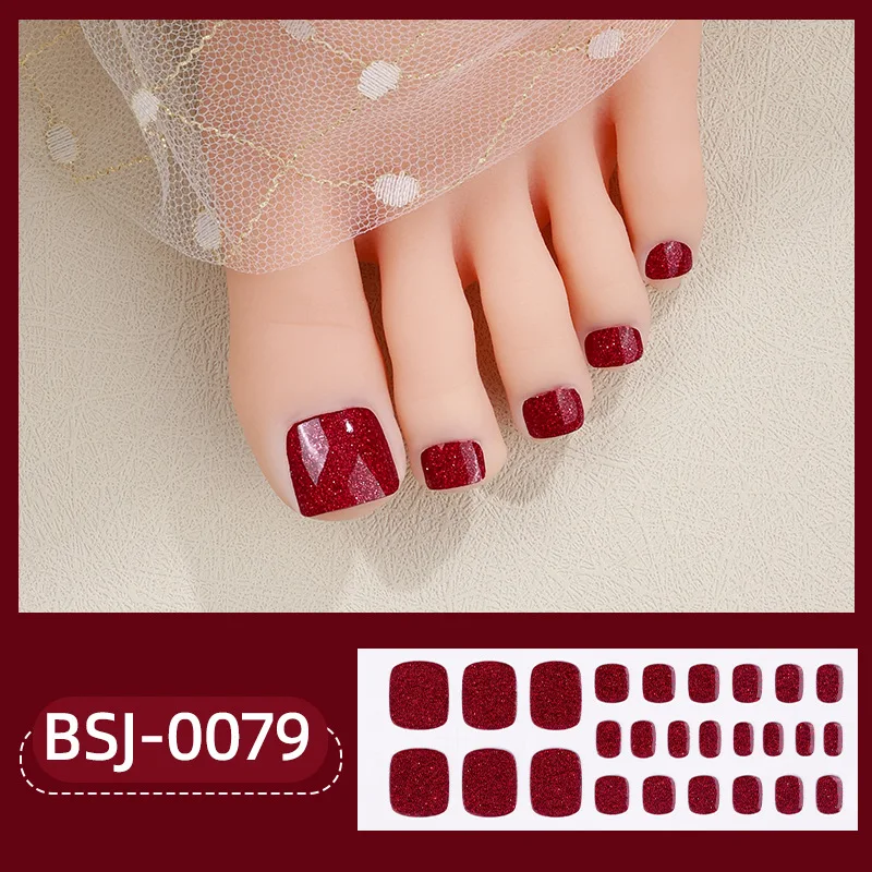 Jump color Toe Nail Wraps Pure Color Full Cover Semi Cured Nails Sticker Nail Art Gel Polish Manicure DIY Foot Nails Deco Women