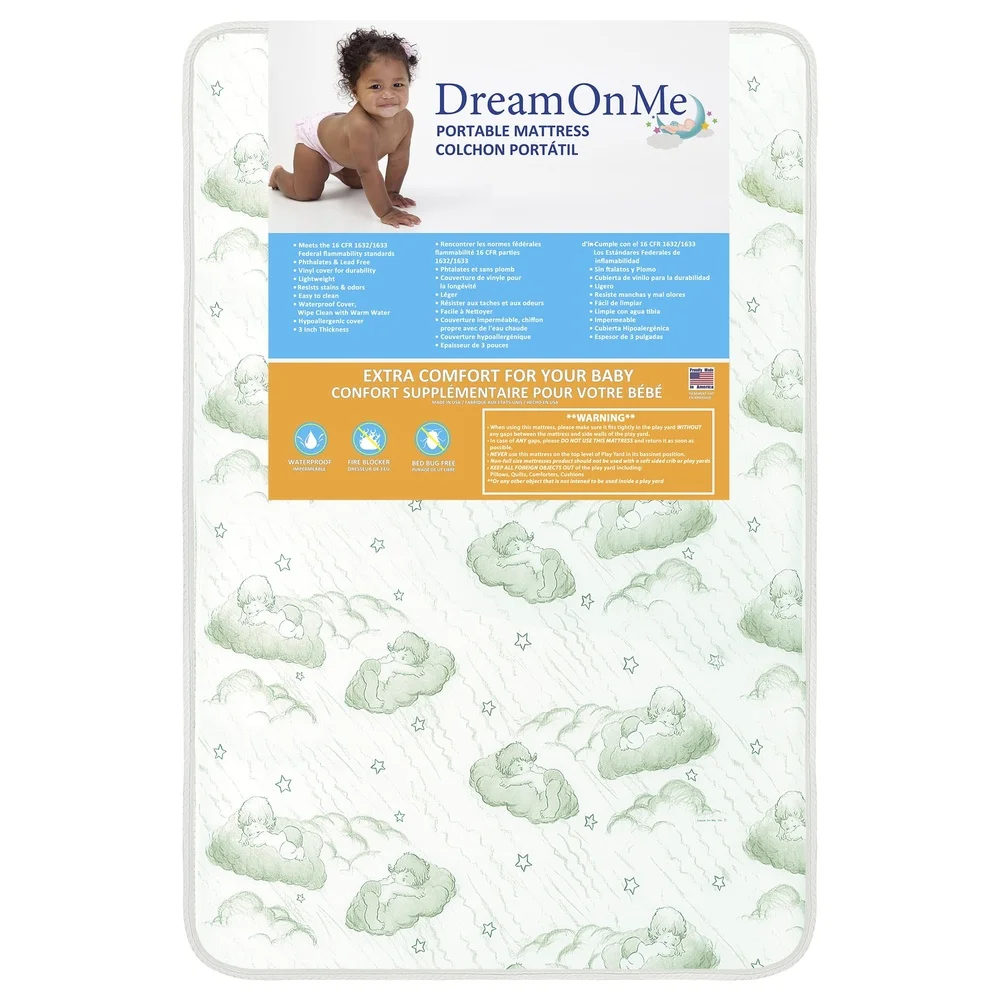 Materasso interno Spring Pack N Play Materasso da gioco impermeabile antibatterico confortevole da 3 pollici di spessore per bambini dai 6 mesi in su