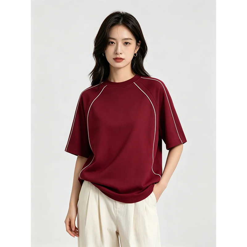 100% Cotton Summer T Shirt American Style Stitch Splicing Deconstructed Short Sleeve Loose Plus Size Unisex Trendy Top