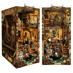 New Diy Wooden Book Nook Shelf Insert Miniature Model Kits New World Bookshelf Handmade Bookend For Friends Birthday Gifts