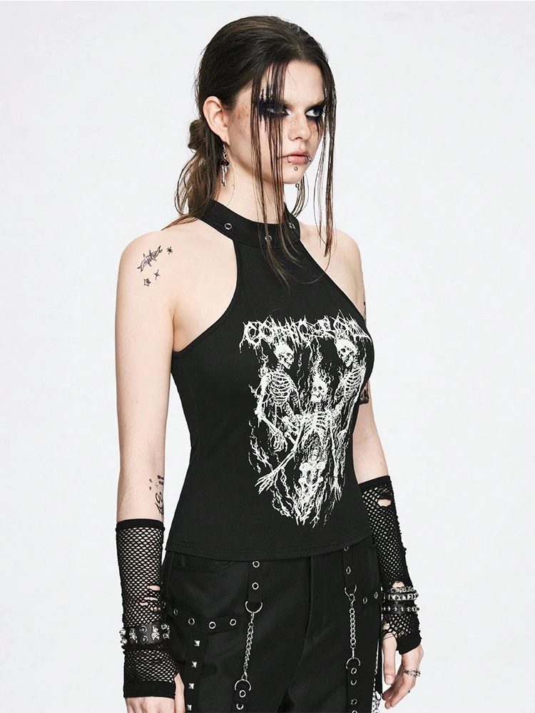 

Spring and summer women's vest sling retro aesthetic subculture printed navel shirt Y2k summer sling vest