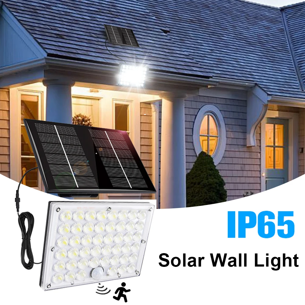 2 Stück 234LED Solar-Wandleuchte IP65 Wasserdicht Bewegungssensor Flutlicht Außen Split Sicherheitsbeleuchtung Lampe für Terrasse, Hof, Garage – Detail 10