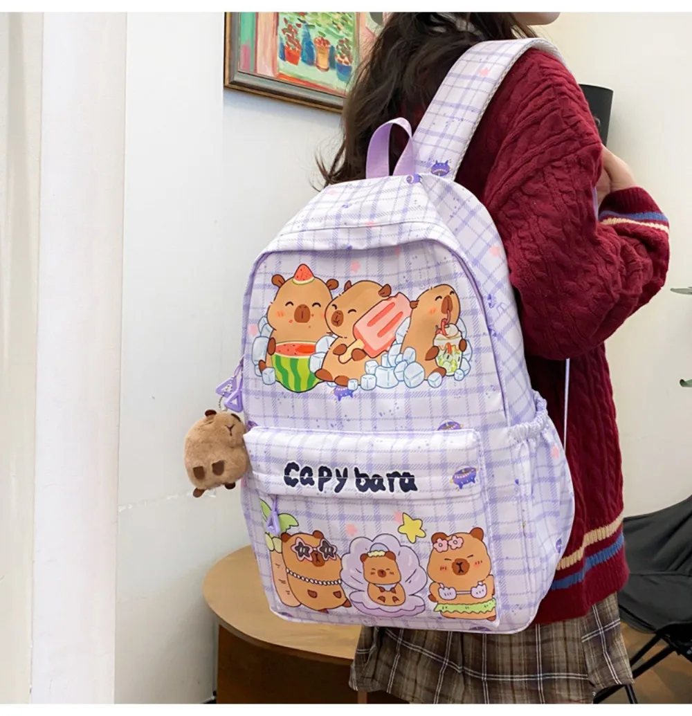 Cute Large Capacity Capybara Backpack Breathable Cartoon Student Schoolbag Nylon Ultra-light Book Bag