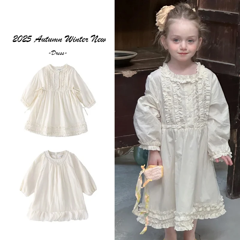 

Осень 202, новое модное французское кружевное платье в западном стиле для маленьких девочек, элегантное праздничное платье принцессы, бутик детской одежды
