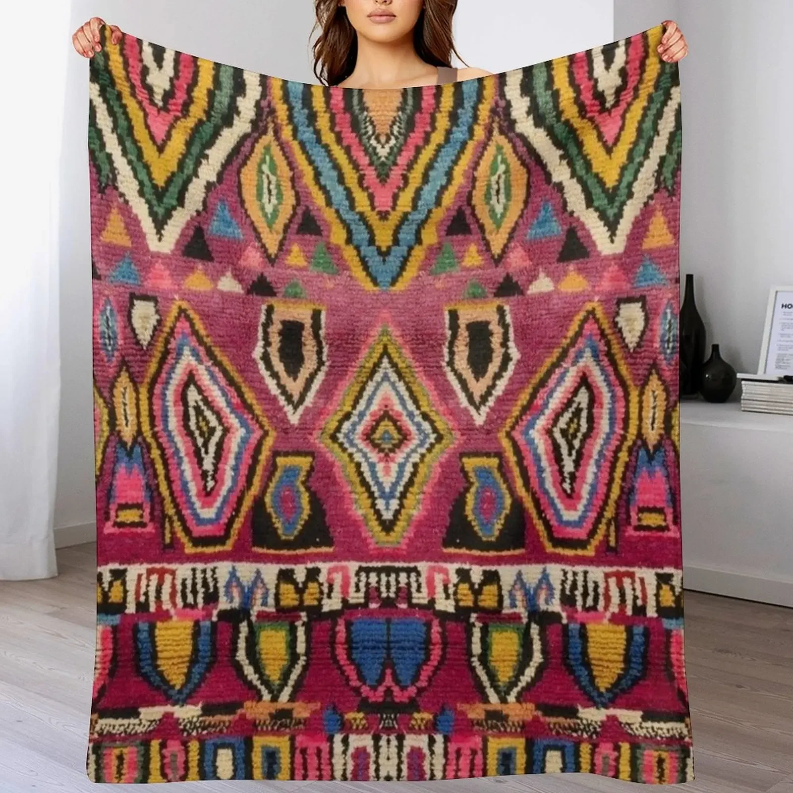 Traditional Oriental Moroccan Berbe Throw Blanket Stylish Decor Blanket Gift for Friends Roommate