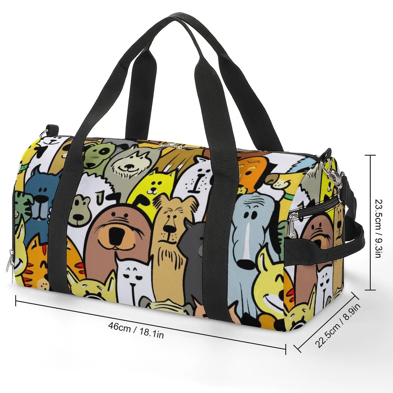 Cartoon Dog Gym Bag Funny Animal Print Training Sports Bags Men's Design Large Vintage Fitness Bag Weekend Handbags