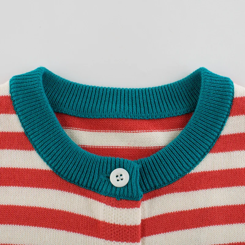 OVTRB Toddler Girls Stripes Knitted Sweaters Kids Winter Button-up Cardigan Knitwear Jacket Little Girls Christmas Outerwear