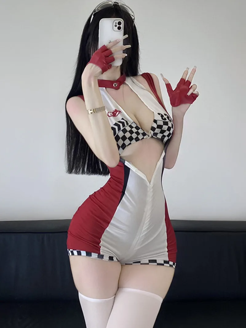 

Sexy Beautiful Zipper Women's Jumpsuit Shorts Exposed Chest Bare Buttocks Open Crotch Women's Jumpsuit Shorts Sexy Charming 5DS1