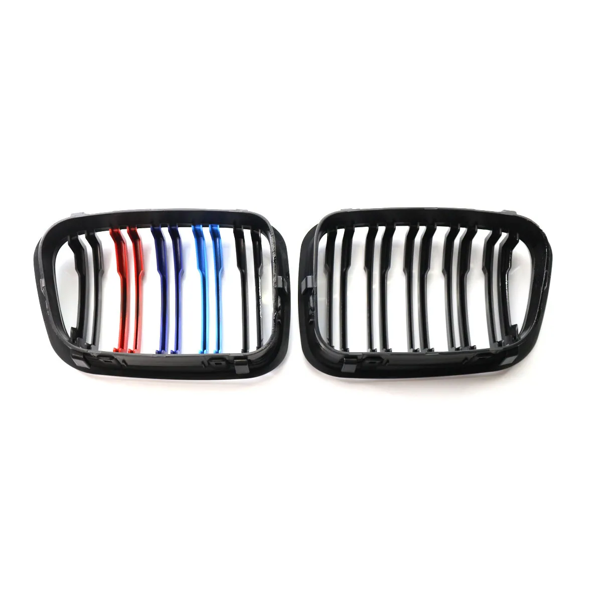 Front Kidney Grille Glossy Black Double Slat Style For BMW E46 4Door Saloon Wagon 1998‑2001 Direct‑Fit Hood Grille Pair Assembly