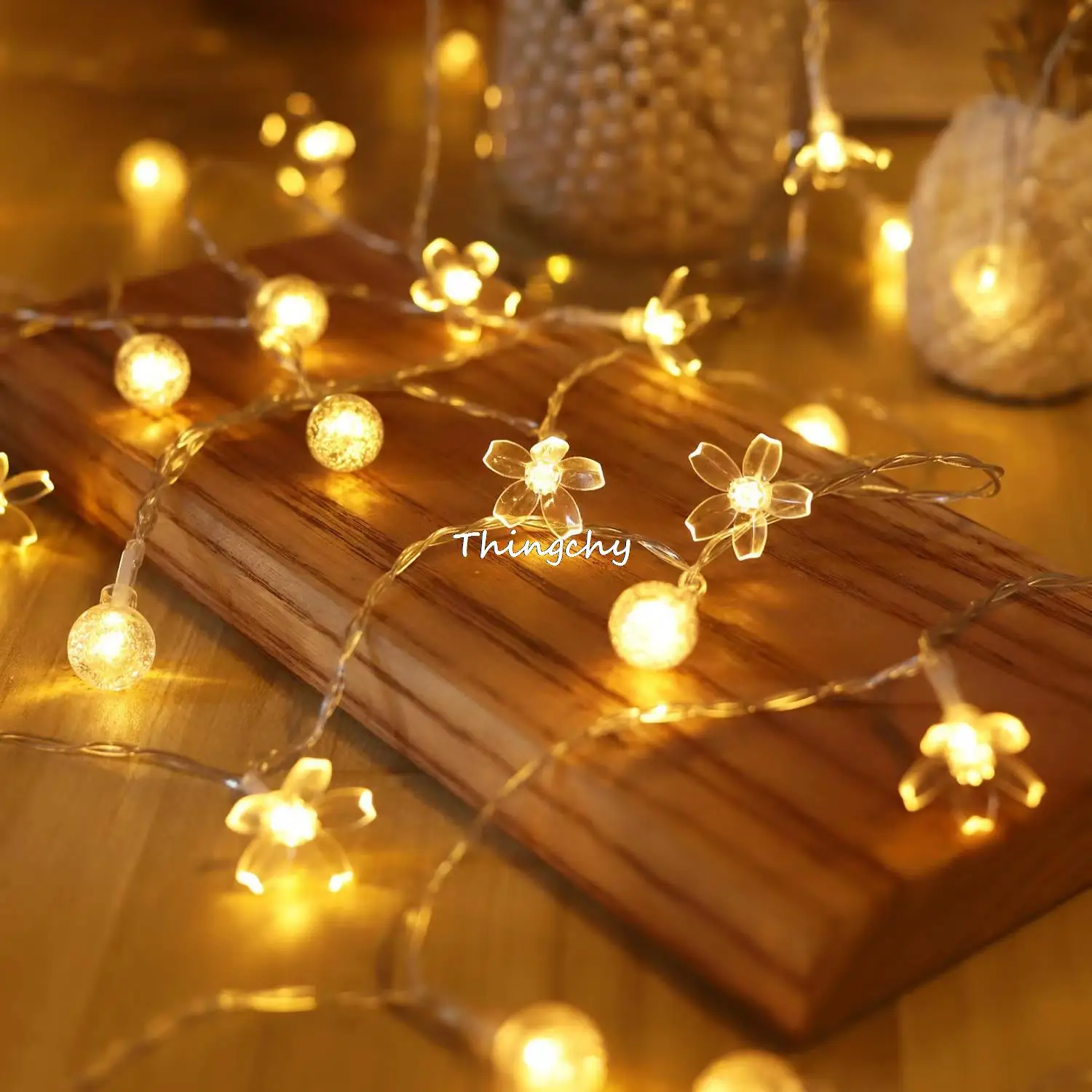 LED Cherry Blossom Flower Light String Garland Battery Powered Fairy Light Crystal Flower Lamp Wedding Holiday Decor Lighting