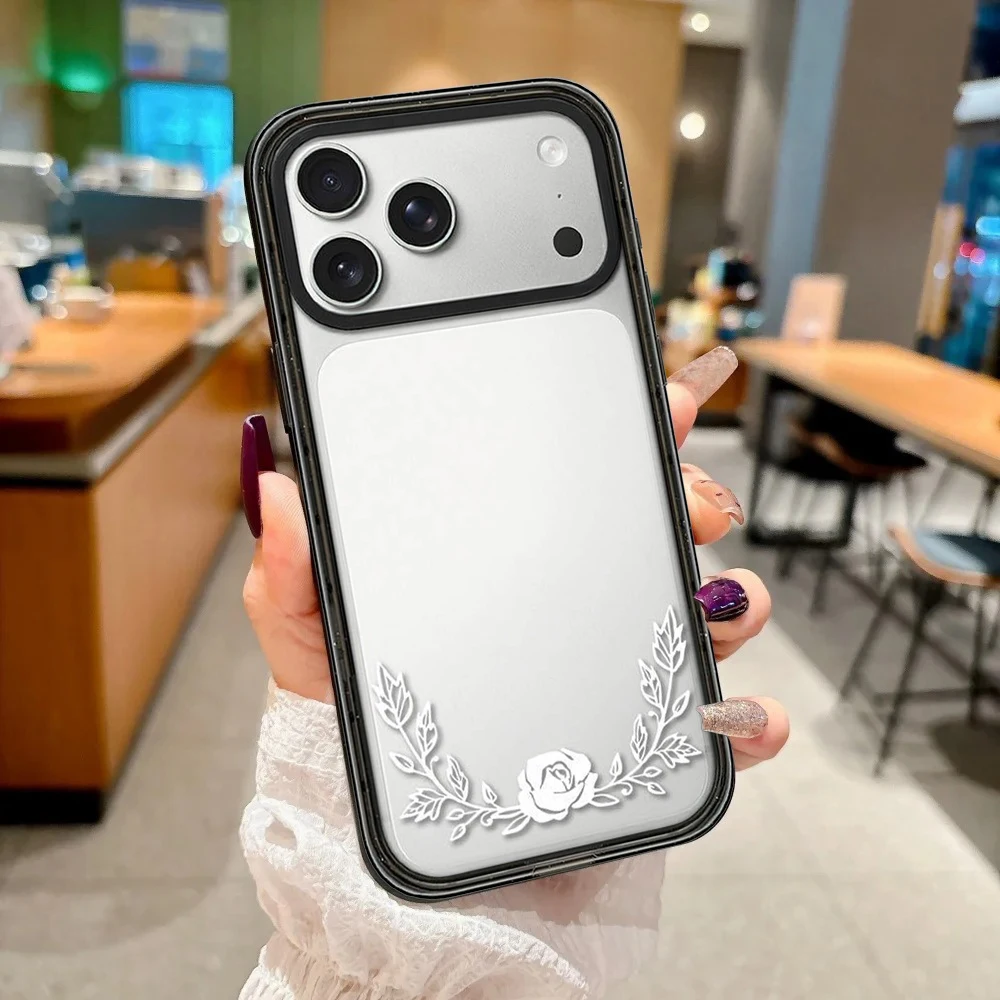 

Simple Lines Flowers Impact Black Border Magnetic Phone Case Cover for IPhone 13 14 15 16 17 Pro Max Case for IPhone Air