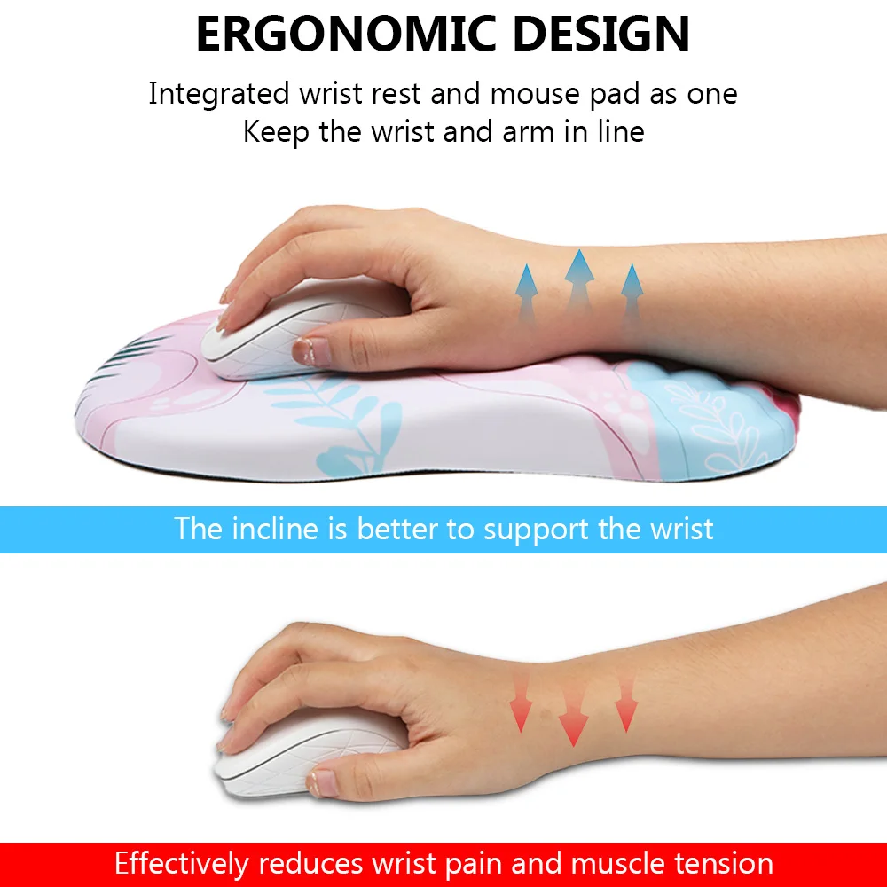 Pink Leaf Wrist Guard 3-piece set- ergonomic design, ease wrist pain, soft and comfortable, non-slip bottom, suitable for office