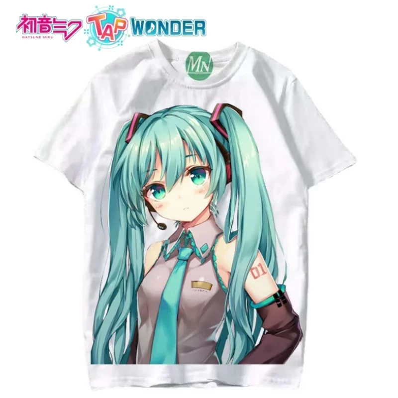 

Hatsune Miku co-branded animation 2D short-sleeved T-shirt cartoon comic printing student ladies short-sleeved clothes new style