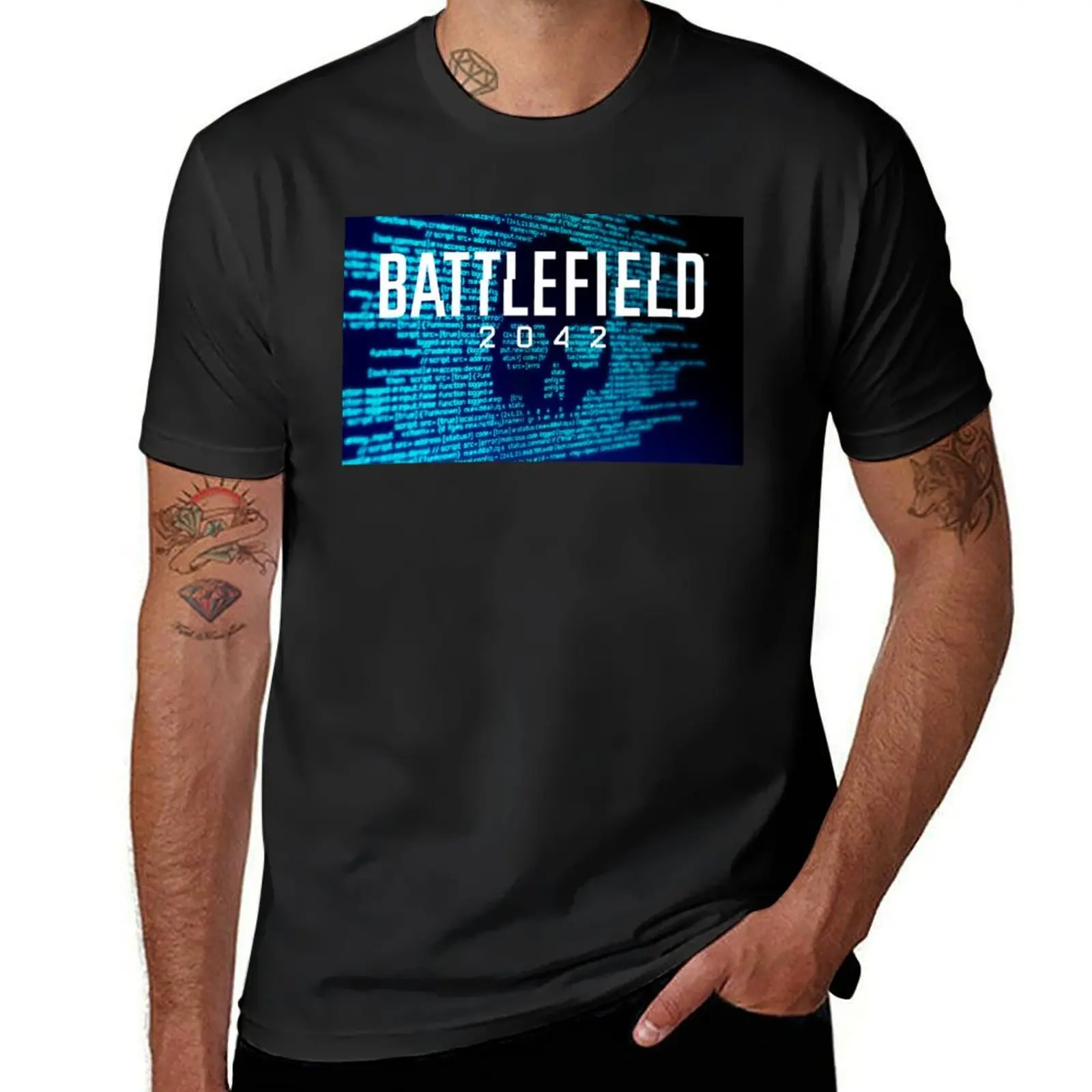 Battlefield 2042 Skull T-Shirt summer clothes vintage mens white t shirts