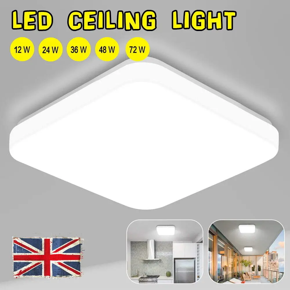 LED Ceiling Light Square Panel Down Light Bathroom Kitchen Living Room Wall Lamp