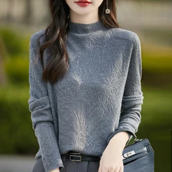 2024 Half height Women's Cashmere Sweater Loose Hoodie Autumn/Winter Cashmere Sweater Women's Sweater Knitted Top