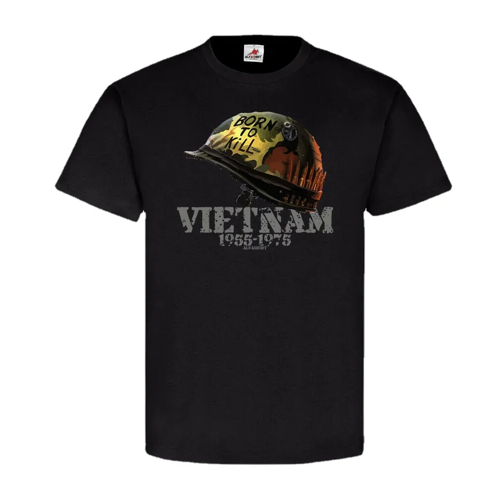 

Born To Kill. Creative Design Vietnam Memory Helmet T-Shirt. Summer Cotton O-Neck Short Sleeve Mens T Shirt New S-3XL