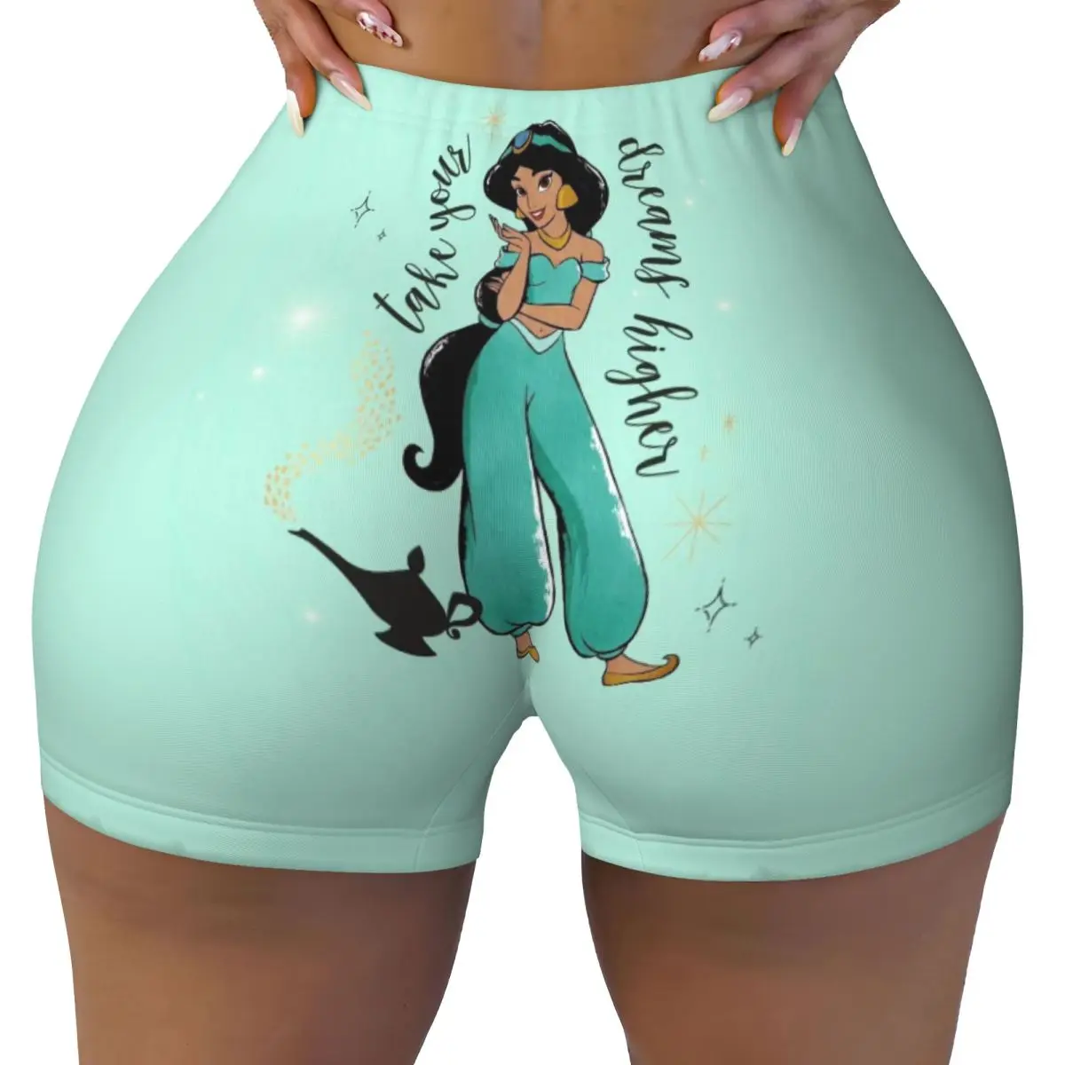 

Custom Princess Jasmine Workout Volleyball Biker Shorts for Women Aladdin Gym Yoga Shorts