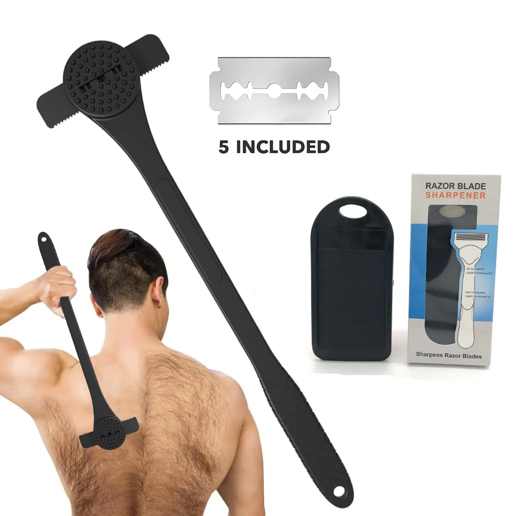 Бритва для волос из силикагеля для спины с массажером для спины, бритва для тела и бритвенный набор, ремомер для волос