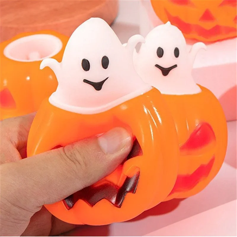 Halloween Pop Up Squishy Toy Cute Pumpkin Ghost Skull Bat Fidget Stress Relief Toy Surprise Fun Trick or Treat Party Supplies