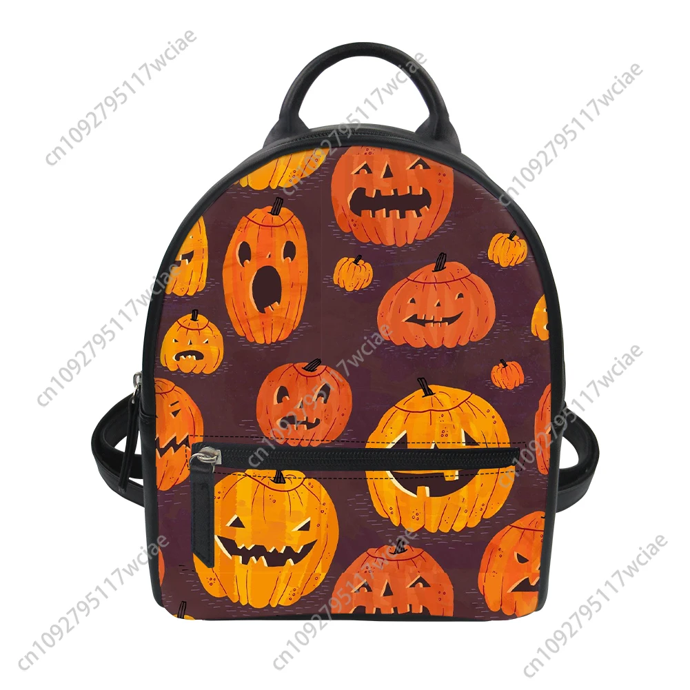 Halloween Pumpkin Clown Custom Backpack Purse Women Carter Schoolbags Double Shoulder Bag Mini Daypack Leather Travel Bag