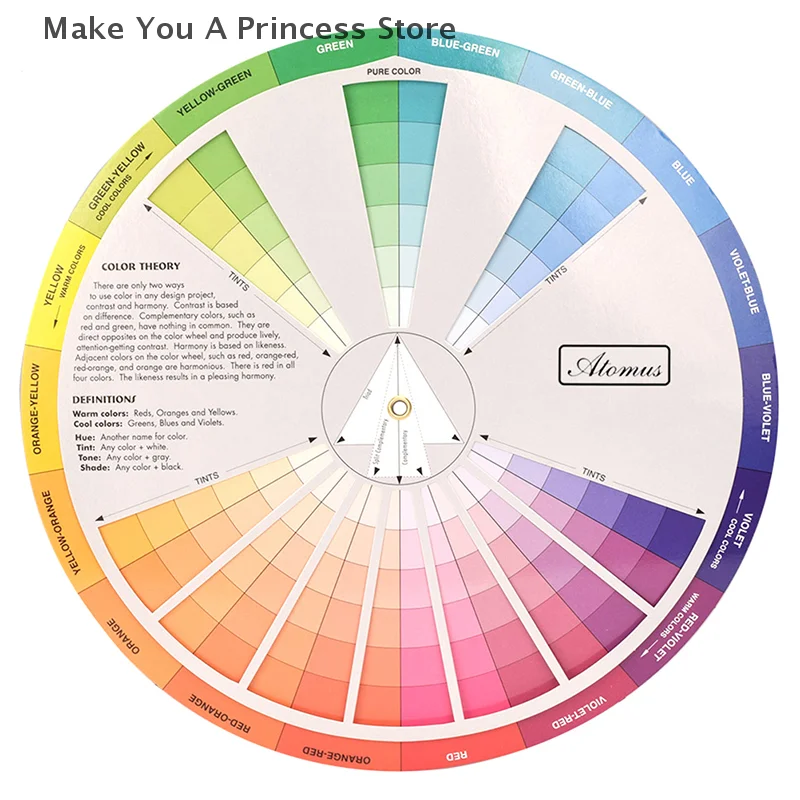 

Бумажная карта, колесо для смешивания цветов, чернила, круглый центральный круг, вращается, татуировка, ногти