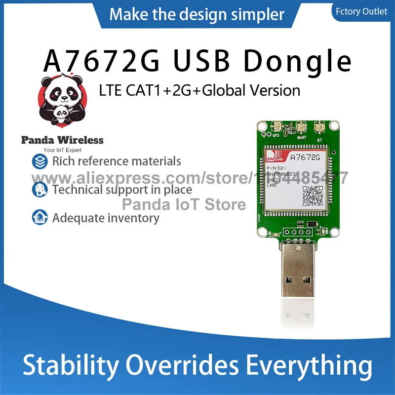 SIMCOM A7672G USB Dongle Core Board LTE CAT1+2G+Global Version Module A7672 B1 B2 B3 B4 B5 B7 B8 B20 B25 For IoT Applications