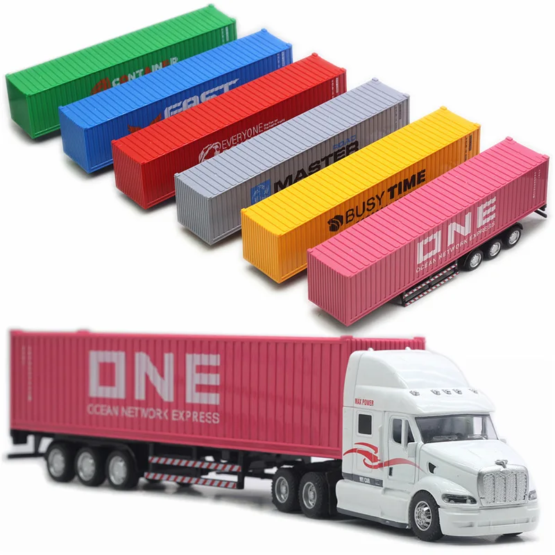 

1:48 Hot Selling Alloy American Container Toys Heavy Truck Container Truck Sound and Light Car Model Cross border New Product