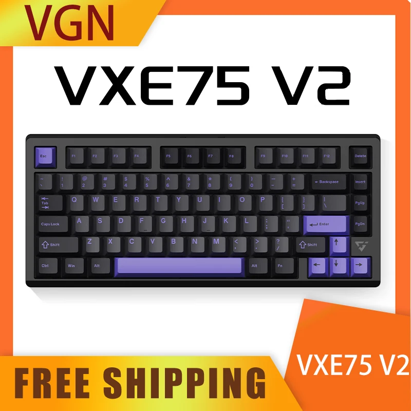 Vgn Vxe75 V2 Aluminum Alloy Mechanical Keyboard SMART SPEED X Low Delay Wireless Gaming Keyboard RGB PC Gamer Accessories