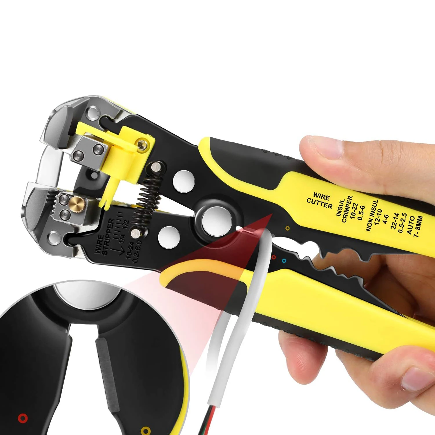 Alicate Pelacables automático, herramienta 3 en 1 para pelado de cables, corte y prensado, calibre 24-10AW/34-3/0,2-6mm